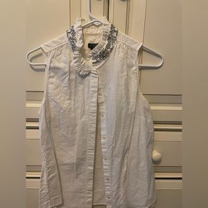 JCrew Sleeveless Crystal Blouse